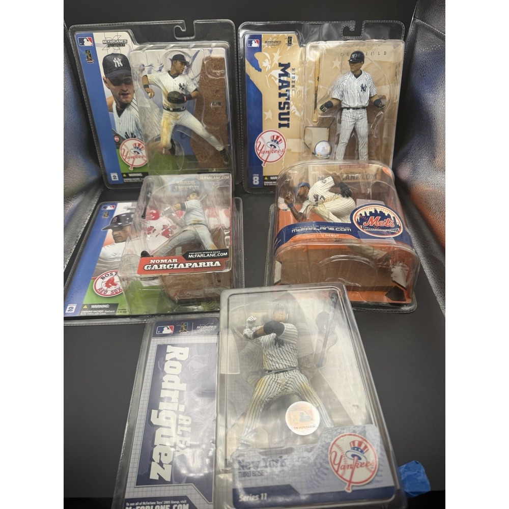 McFarlane MLB 5 Figure Lot Derek Jeter A-Rod Matsui Nomar Garciaparra Alomar